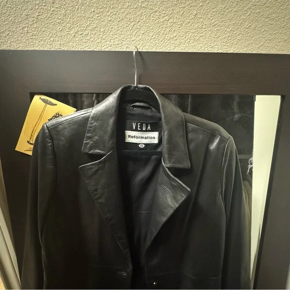 Reformation x Veda Bowery Leather Blazer in Black Size Medium M - Picture 5 of 10